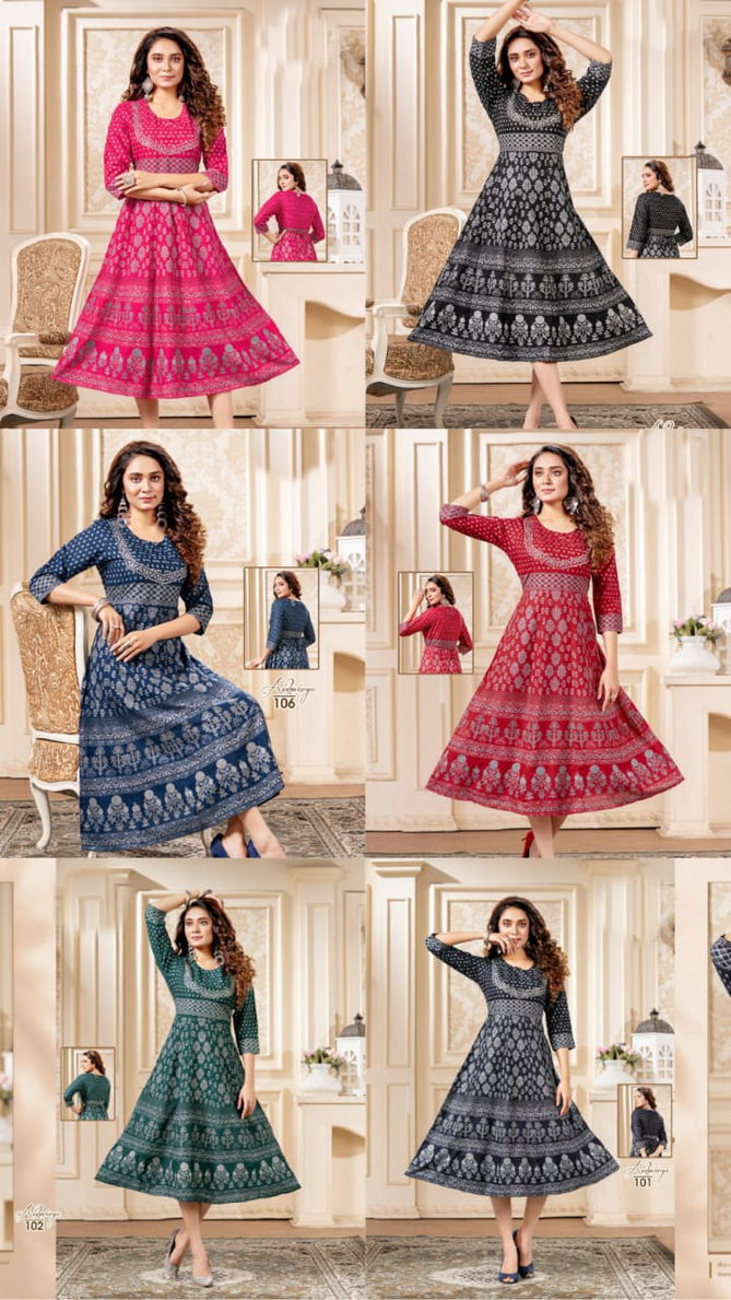 Beauty Queen Aishwarya Fancy Ethnic Wear Rayon Anarkali Kurti Collection